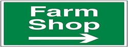 VSafety Farm Shop, pilen höger skylt - 400 mm x 300 mm - 1 mm styv plast