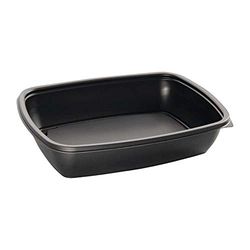Fastpac DE763 - Contenedores de alimentos rectangulares medianos, capacidad de 900 ml, 48 mm x 168 mm x 230 mm, color negro, paquete de 300