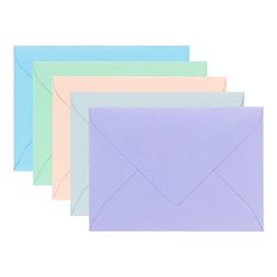 ÖKI Sobres de colores pastel, para tarjetas de felicitación, invitaciones, tarjetas de cumpleaños, color azul, verde, melocotón, gris, lila, sobres y cartas, tamaño B6, 125 x 176 mm, 10 unidades