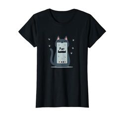 Asistente de ronroneo: Lindo diseño de teléfono Inteligente de Gato para Amantes de Las Camiseta, Mujer, Negro, S
