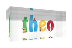 Little Helper LHV-THEO-521BLK-15FR Souvenir Décoratif en Acrylique Transparent Poli comme Diamant Style Illustratif Coloré avec le Nom de Jeune Garçon Théo 5 x 21 x 2 cm Grand