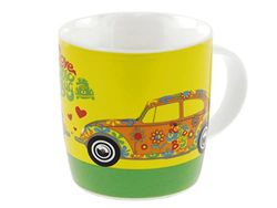 BRISA VW Collection - Taza de café/té Volkswagen Beetle Escarabajo para hogar, Camping y Actividades al Aire Libre (Flores).