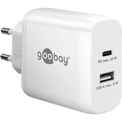 Goobay 65410 Dual Charger 65W / USB-C & USB-A Caricatore rapido Power Delivery/Alimentatore di ricarica con 2 porte USB/caricatore per cellulare, iPad, tablet, ecc.