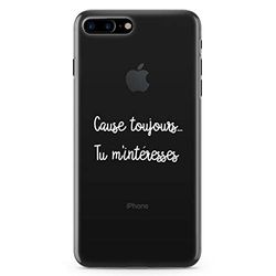 Zokko Beschermhoesje voor iPhone 8 Plus Plus, motief Cause Altijd tu m'interesse – maat iPhone 8 Plus – zacht transparant inkt wit