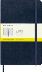 Moleskine Classic Squared Paper Notebook, Hard Cover and Elastic Closure Journal, Color Sapphire Blue, Size Large 13 x 21 cm, 240 Pages