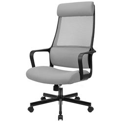 MELOKEA Chaise de Bureau Ergonomique, Fauteuil de Bureau avec Support Lombaire et Appui-Tête Réglable, Chaise de Bureau Confortable Réglable en Hauteur, Poids Max 150kg (Gris)