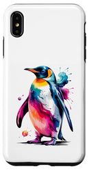 Penguin Poster Style Paint Splatter Colorful Art Graphic Case for iPhone XS Max
