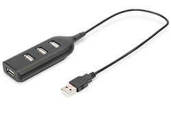 DIGITUS USB-hub - 4 poorten - High-Speed USB 2.0-480 Mbps - Stroomvoorziening via USB - Zwart