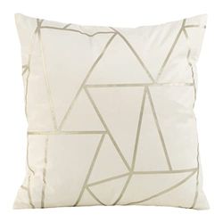 Eurofirany Elegant sammetsörngott, dekorativ kudde med tryck, 45 x 45 cm, överdrag, sammetsörngott, mjuk soffkudde, triangelmönster, gräddvit färg