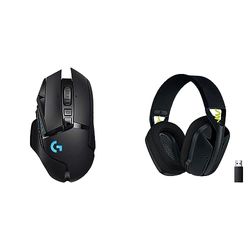 Logitech G502 LIGHTSPEED Mouse Gaming Wireless, Nero, with G435 LIGHTSPEED Cuffie Gaming Wireless Bluetooth, Nero