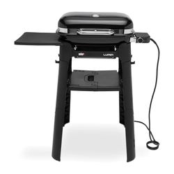 Weber LUMIN Portable Compact Electric Barbecue with Stand/Sear, Smoke, Steam, Boil & Keep Warm Settings, 43 x 32 cm Cooking Surface, 315°C, Porcelain-Enamelled Cast Iron Grates, Black