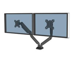 Fellowes Braço para monitor duplo platinum série - suporte para monitor ajustável, com funções de inclinação, rotação e rotação e 2 portas USB, tamanho máximo do monitor de 32" - preto