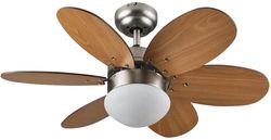 Bastilipo Ibiza RC Plafondventilator met afstandsbediening, 60 W, diameter 75 cm, E27, 60 W, beuken/wengé, 75 cm