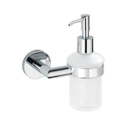 Wenko Power-Loc® dosificador jabón con Vidrio Revello - Fijar sin taladrar Capacidad: 0.19 l, Latón, 13 x 17 x 9.5 cm, Cromo