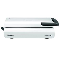 Fellowes Binding Machine - Pulsar+ 21-Hole, 300 Sheet Manual Paper Punch Comb Binder Machine with Starter Kit 10 Comb Bindings - Ideal for Small Office Use - White/Grey