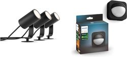 PHILIPS Hue White and Color Lily Kit Base con 3 Faretti da Esterno Integrata + Sensore di Movimento