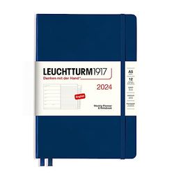 LEUCHTTURM1917 367754 calendario semanal y cuaderno de notas Composition (B5) 2024, 12 meses, azul marino, inglés