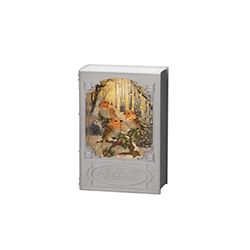 Konstsmide Globo di neve a LED a forma di libro, riempito con acqua, decorazioni natalizie, luci interne, timer, funzionamento a batteria: 3 batterie AA 1,5 V (escl.) o USB (incluse), bianco