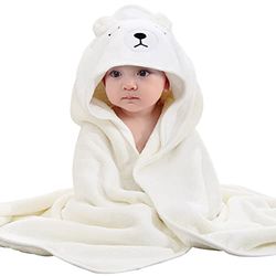 BABY SMILES Serviette de Bain à Capuche en Bambou Bio pour bébé - Grande Serviette Douce et Super absorbante - Lavable en Machine - avec Oreilles Mignonnes - 0 à 3 Ans