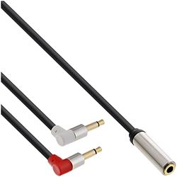 InLine 99251A Slim Audio hoofdtelefoon vliegtuigadapterkabel, 2x 3,5 mm jack ST op 3,5 mm jack BU 3-polig, 1 m