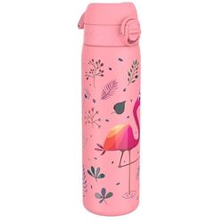 ION8 Lichtgewicht Stalen Waterfles, 600 ml/20 oz, Zonder Isolatie, Lekvrij, Makkelijk te Openen, Veilige Vergrendeling, Vaatwasserbestendig, Hygiënische Flipcover, Draaggreep, Duurzaam, Flamingo
