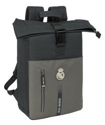 safta Real Madrid 3ème équipe 24/25 - Sac à dos avec rabat pour ordinateur portable de 15,6", idéal pour différents âges, confortable et polyvalent, qualité et résistance, 28 x 13 x 42 cm, gris, M,