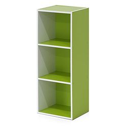 Furinno Luder Bibliothèque Étagère de Rangement Cubes à 3 Étages, Blanc/Vert
