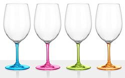 Brunner 0830184C.C1P Eleganti Calici Multicolor Infrangibili Set 4 Pz, Wineglass Glamour, 60 Cl