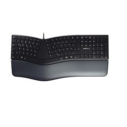 CHERRY KC 4500 ERGO, Tastiera Ergonomica, Layout per la Germania (QWERTZ), Con Filo, Poggiapolsi Imbottito con Memory Foam, Tastierina Arcuata, Nero
