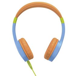Hama Cuffie per bambini (cuffie stereo, cuffie cablate per bambini, con limite decibel 85 dB, cuffie on-ear, cavo audio da 120 cm, jack da 3,5 mm) blu/arancione, piccole