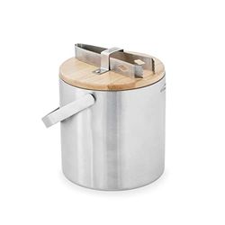 LACOR 65514 Nordic Ice Container, Stainless Steel, Double Wall Insulating, Includes 100% Natural Bamboo Lid Clamp 18/10, 14 cm, Capacity: 1.3 L