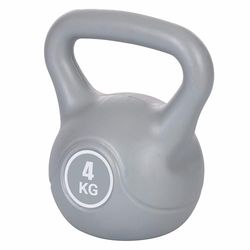 GALILEO Kettlebell 4 Kg, per allenamento, antiscivolo, grigio chiaro, FitLover