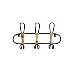 Romimex Perchero de Pared Negro Mimbre 40 x 21 x 8 cm