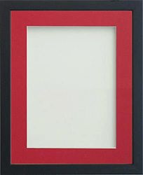 Frame Company Jellybean Range Black Wooden 12x10 inch Picture Photo Frame with Red Mount for Image 10x8 inch * Choice of Colours & Sizes* Fitted with Perspex