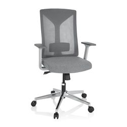 hjh OFFICE 751008 Silla de Oficina Profesional Halifax Tela Gris, Silla Giratoria con Soporte Lumbar, Respaldo de Malla ergonómica