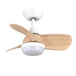 Ventilator DC 24 W, wit en beuken, 60 cm diameter, 3 vleugels, 2400 lumen, 6 snelheden (3000 – 4500 – 6000 K), met afstandsbediening, geheugen en timer, perfect voor elke omgeving.