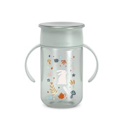 SUAVINEX, Baby Learning Cup, 360 Cup with Anti-Spill and Anti-Drip System, Magic Cup with Handles and Lid, Dishwasher and Microwave Safe, 340 ml, Training Cup Babies +12 Months, Wonderland Green