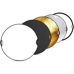 NEEWER 110 cm lichtreflector met handvat en 3/8" draad, 5-in-1 opvouwbare schijflichtdiffuser doorschijnend/zilver/goud/wit/zwart voor fotografieverlichting, buitenverlichting, RF-110II