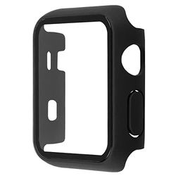 mumbi Funda Protectora con Cristal Templado Compatible con Apple Watch Series 1/2/3, 42 mm, Color Negro