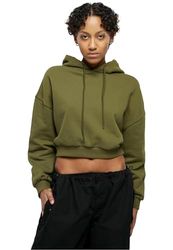 Urban Classics Dames cropped heavy hoodie hoodie, Summerolive, S