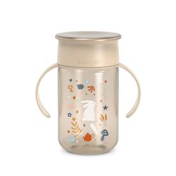 SUAVINEX, Baby Learning Cup, 360 Cup with Anti-Spill and Leak-Proof System, Magic Cup with Handles and Lid, Dishwasher and Microwave Safe, 340 ml, Training Cup Babies +12 Months, Wonderland Beige