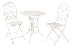 ISABELLE - SET 1/3 TABLE WITH TWO DISTRESSED WHITE CHAIRS