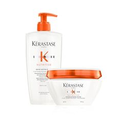 KÉRASTASE Nutritive - Routine Pour Cheveux Secs À Très Secs Moyens à Épais - Renforce, Nourrit & Fait Briller - Niacinamide & Protéines Végétales - Shampoing Grand Format + Masque Cheveux