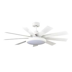 Eden pulse Ventilateur blanc 36 W 9 pales blanc hêtre, 6 vitesses, 3 températures, télécommande, 41,4/58,8 x 132 x 132 cm
