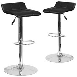 Flash Furniture 2 szt. współczesny czarny winylowy regulowany stołek barowy z chromowaną podstawą