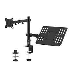 GRIFEMA GB2002-2 Soporte de Monitor con Bandeja para Computadora Portátil para Pantallas LCD LED de 13-32 Pulgadas, Altura Ajustable, VESA 75x75/100x100, Acero, Negro