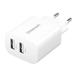 Wall Charger 24W, 2xUSB-A, White, Ideal for Charging Mobile Devices and Tablets at Home or Travel.