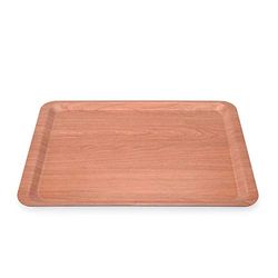 WAS 9130 461 Plateau en acier chromé nickelé avec surface antidérapante Marron noyer 46 cm x 36 cm