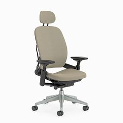 Steelcase Leap, silla de oficina ergonómica con sujeción lumbar regulable en altura y brazos regulables Trufa