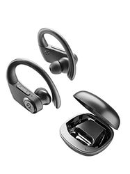 AQL Sport Boost Charge | Auriculares Bluetooth | Auriculares Bluetooth Deportivos - Estéreo Inalámbrico - Impermeable - Estuche de Carga para 5 Cargas - Negro